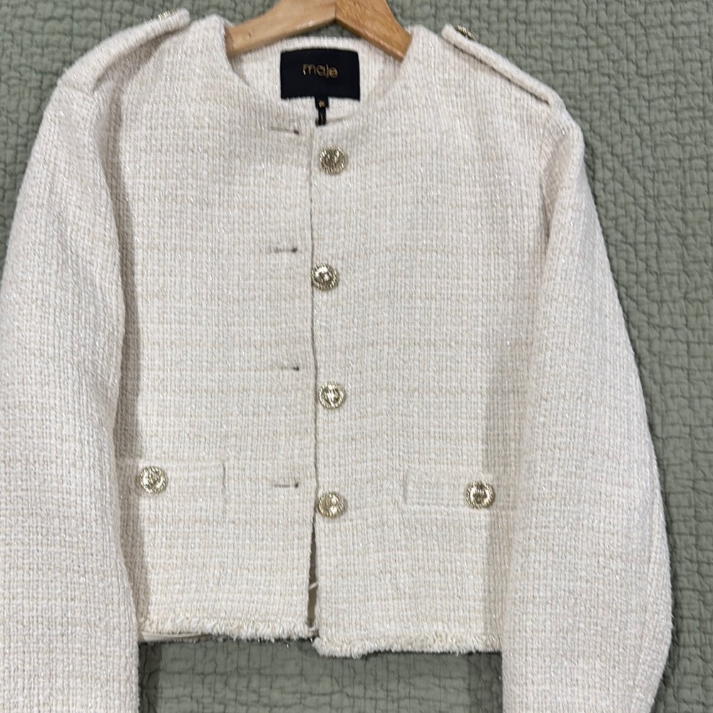 Maje Cream Textured Women's Jacket
